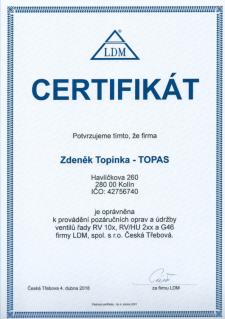 Certifikát LDM Certifikát LDM